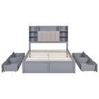 Multi-functional Full Size Bed with 4 Under-bed Portable Storage Drawers