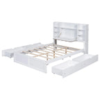 Multi-functional Full Size Bed with 4 Under-bed Portable Storage Drawers