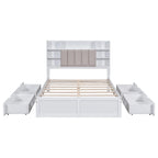 Multi-functional Full Size Bed with 4 Under-bed Portable Storage Drawers