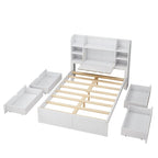 Multi-functional Full Size Bed with 4 Under-bed Portable Storage Drawers