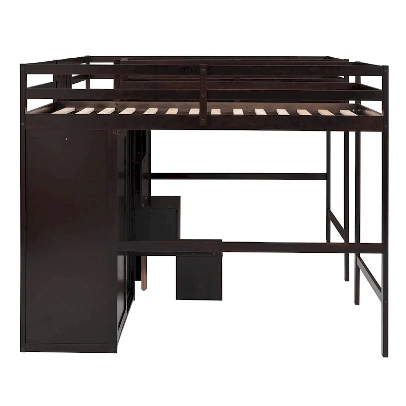 Double Twin Loft Beds with Wardrobes and Staircase