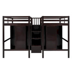 Double Twin Loft Beds with Wardrobes and Staircase