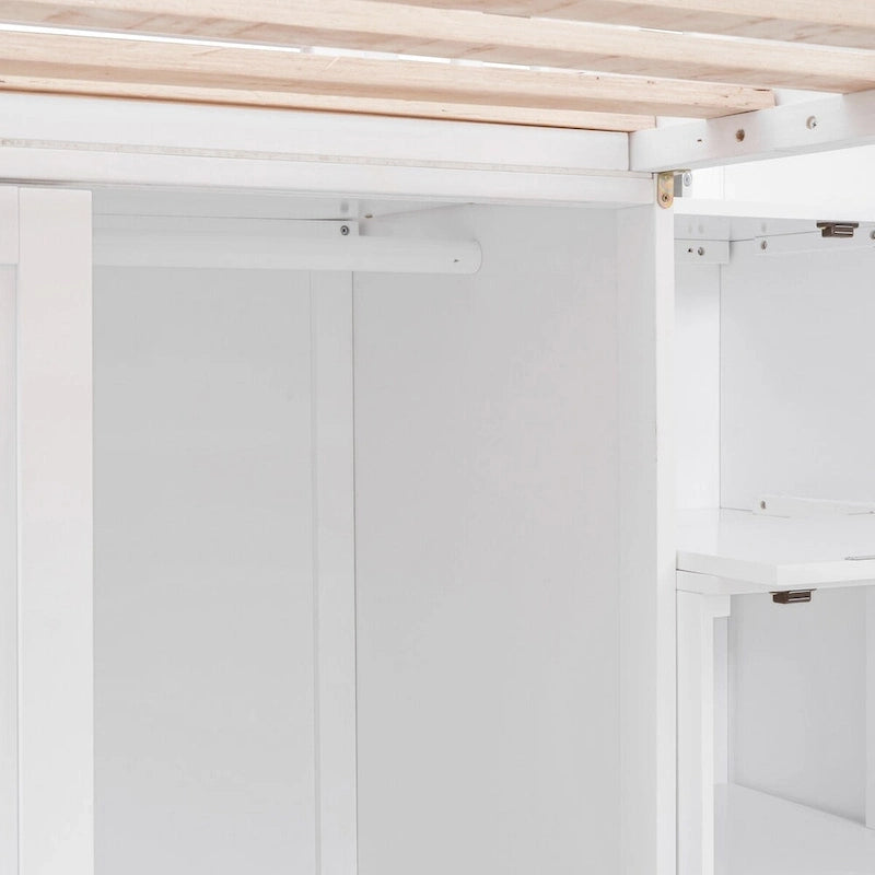 Double Twin Loft Beds with Wardrobes and Staircase