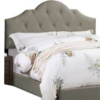 Upholstered King Size Bed with Tufted Adjustable Headboard, Gray Fabric