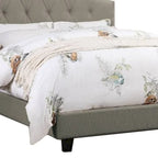 Upholstered King Size Bed with Tufted Adjustable Headboard, Gray Fabric
