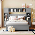 Lit double en bois avec armoire et étagère tout-en-un