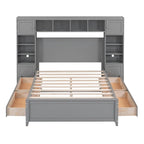 Lit double en bois avec armoire et étagère tout-en-un