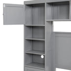 Lit double en bois avec armoire et étagère tout-en-un