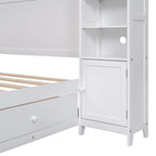 Lit double en bois avec armoire et étagère tout-en-un