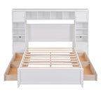 Lit double en bois avec armoire et étagère tout-en-un