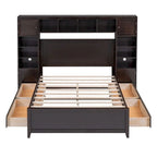 Lit double en bois avec armoire et étagère tout-en-un