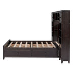 Lit double en bois avec armoire et étagère tout-en-un