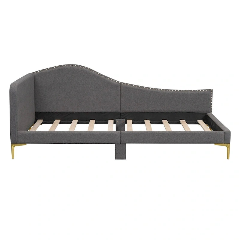 Twin Size Upholstered Daybed with Headboard and Armrest