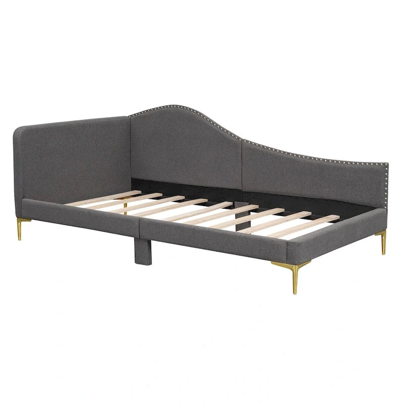 Twin Size Upholstered Daybed with Headboard and Armrest