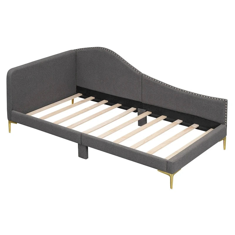 Twin Size Upholstered Daybed with Headboard and Armrest