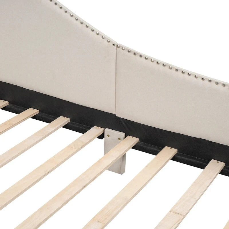 Twin Size Upholstered Daybed with Headboard and Armrest