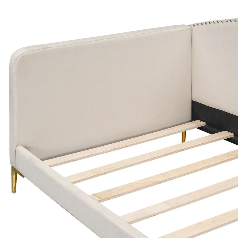 Twin Size Upholstered Daybed with Headboard and Armrest