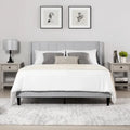 Eleanor Upholstered Platform Bed Frame with Vertical Stripe Headboard