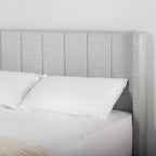 Upholstered Platform Bed Frame with Vertical Stripe Headboard