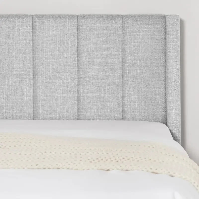 Upholstered Platform Bed Frame with Vertical Stripe Headboard