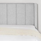 Upholstered Platform Bed Frame with Vertical Stripe Headboard