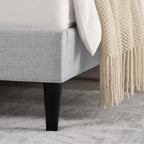 Upholstered Platform Bed Frame with Vertical Stripe Headboard