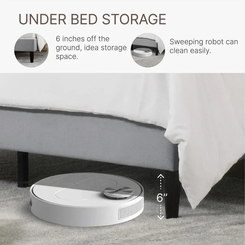 Upholstered Platform Bed Frame with Vertical Stripe Headboard