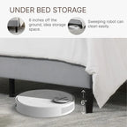 Upholstered Platform Bed Frame with Vertical Stripe Headboard