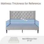 Upholstered Platform Bed Frame with Vertical Stripe Headboard