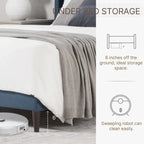 Upholstered Platform Bed Frame with Vertical Stripe Headboard