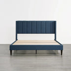 Upholstered Platform Bed Frame with Vertical Stripe Headboard