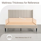 Upholstered Platform Bed Frame with Vertical Stripe Headboard