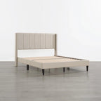 Upholstered Platform Bed Frame with Vertical Stripe Headboard