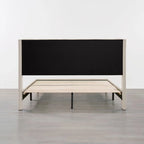 Upholstered Platform Bed Frame with Vertical Stripe Headboard