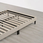 Upholstered Platform Bed Frame with Vertical Stripe Headboard