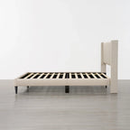 Upholstered Platform Bed Frame with Vertical Stripe Headboard