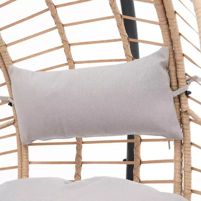 Outdoor Egg Chair, Hanging Egg Chair with Big Size Seat, Cushion, Large Base, Handcraft Weaving Swing Egg Chair for Courtyard, Garden