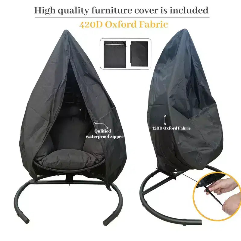 Outdoor Egg Chair, Hanging Egg Chair with Big Size Seat, Cushion, Large Base, Handcraft Weaving Swing Egg Chair for Courtyard, Garden