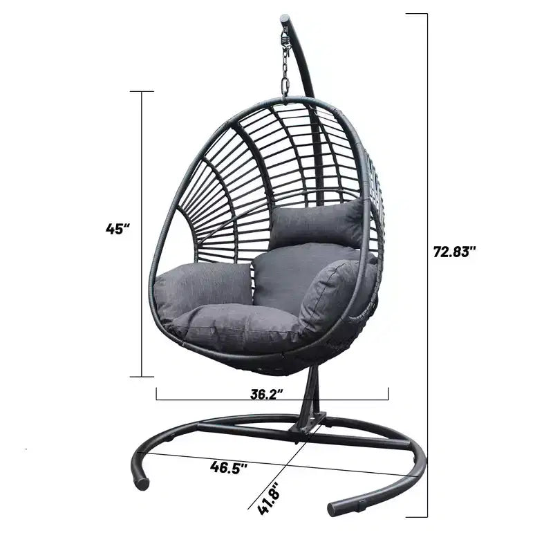 Outdoor Egg Chair, Hanging Egg Chair with Big Size Seat, Cushion, Large Base, Handcraft Weaving Swing Egg Chair for Courtyard, Garden