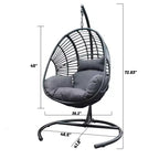 Outdoor Egg Chair, Hanging Egg Chair with Big Size Seat, Cushion, Large Base, Handcraft Weaving Swing Egg Chair for Courtyard, Garden