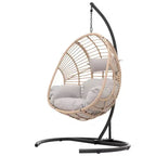 Outdoor Egg Chair, Hanging Egg Chair with Big Size Seat, Cushion, Large Base, Handcraft Weaving Swing Egg Chair for Courtyard, Garden