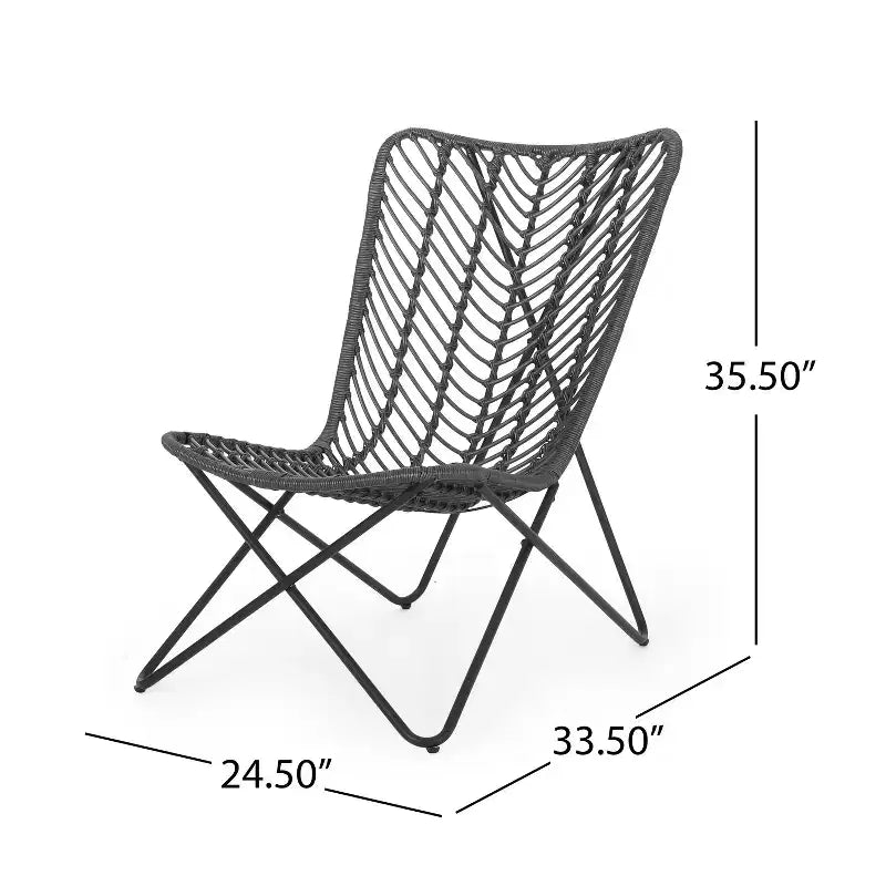 Christopher Knight Home Galtin Outdoor Wicker Accent Chairs (Set of 2) , Gray/Black
