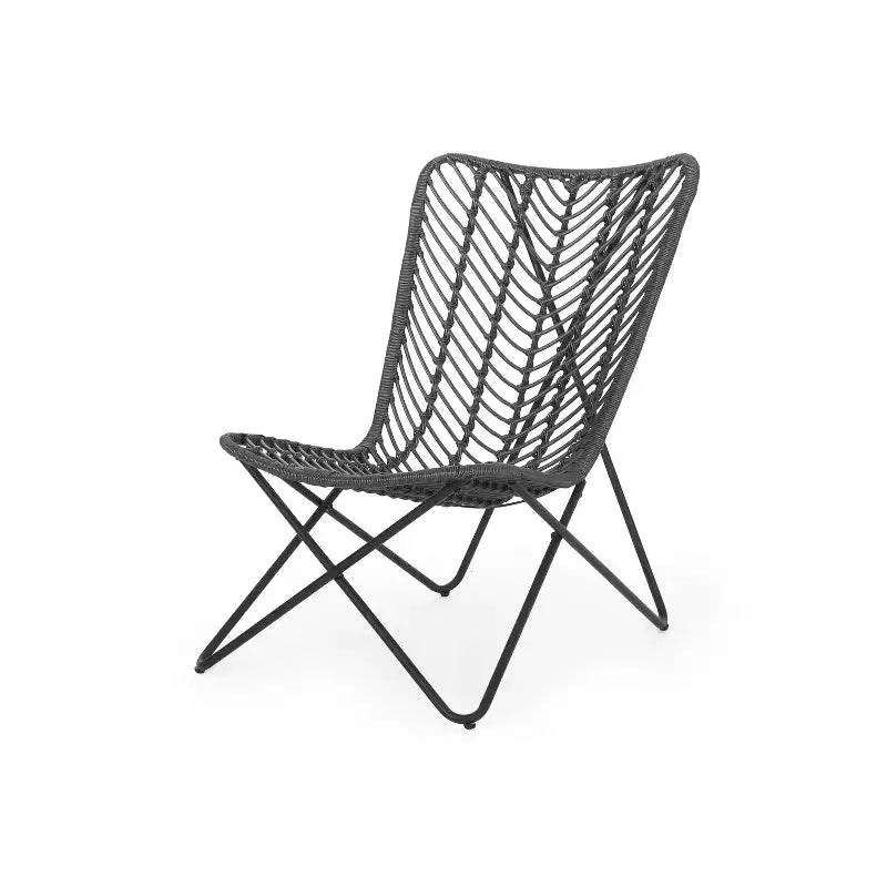 Christopher Knight Home Galtin Outdoor Wicker Accent Chairs (Set of 2) , Gray/Black