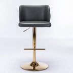 Set of 2 PU Upholstered Swivel Adjustble Bar Stools with Tufted Back