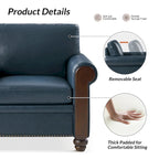 59" Transitional Faux Leather Loveseat with Solid Wood Legs and Nailhead Trim