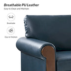 59" Transitional Faux Leather Loveseat with Solid Wood Legs and Nailhead Trim