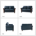 59" Transitional Faux Leather Loveseat with Solid Wood Legs and Nailhead Trim