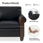 59" Transitional Faux Leather Loveseat with Solid Wood Legs and Nailhead Trim