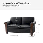 59" Transitional Faux Leather Loveseat with Solid Wood Legs and Nailhead Trim
