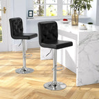 Javlergo Bar Stools Set of 2 Adjustable Swivel PU Leather Barstools with Back and Footrest
